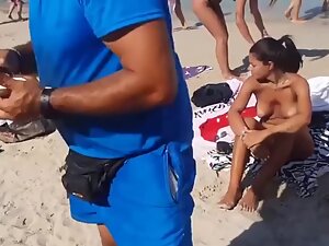 Filming coconuts because of big tits in topless