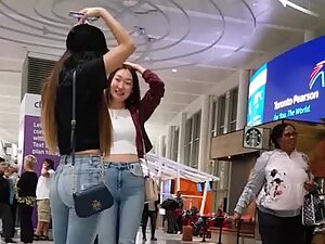 Two petite asian girl in tight jeans
