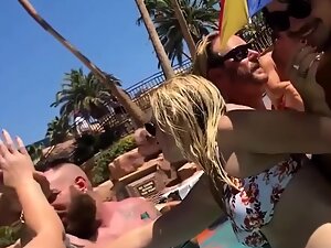Voyeur checks hot blonde from under water at pool party