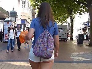 Big butt cheeks slipping out of shorts