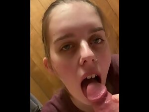 Cute girl sucks dick and swallows all of cum