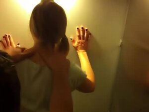 Hot fuck in public toilet caught by voyeur